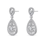Sterling Silver and Zirconia Rhodium Plated Double Openwork Drop with Leaves Earrings 39.669€ #5006299105713